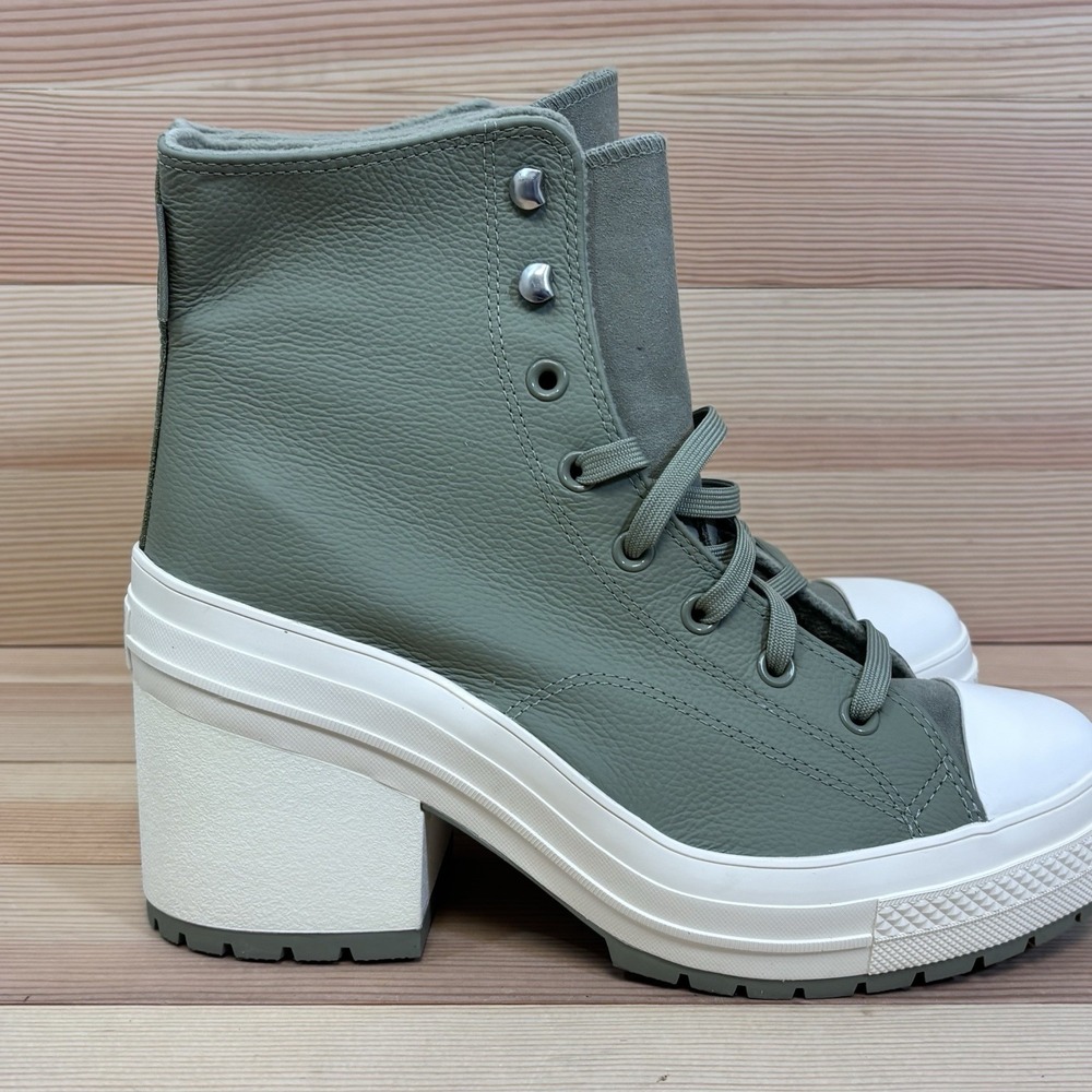 Converse Chuck 70 De Luxe Heel Hi Platform  A10378C Green Men 10 Woman 12 Leathe - Picture 4 of 12